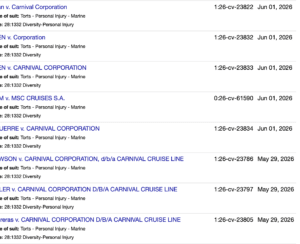 cruise injury filings in court